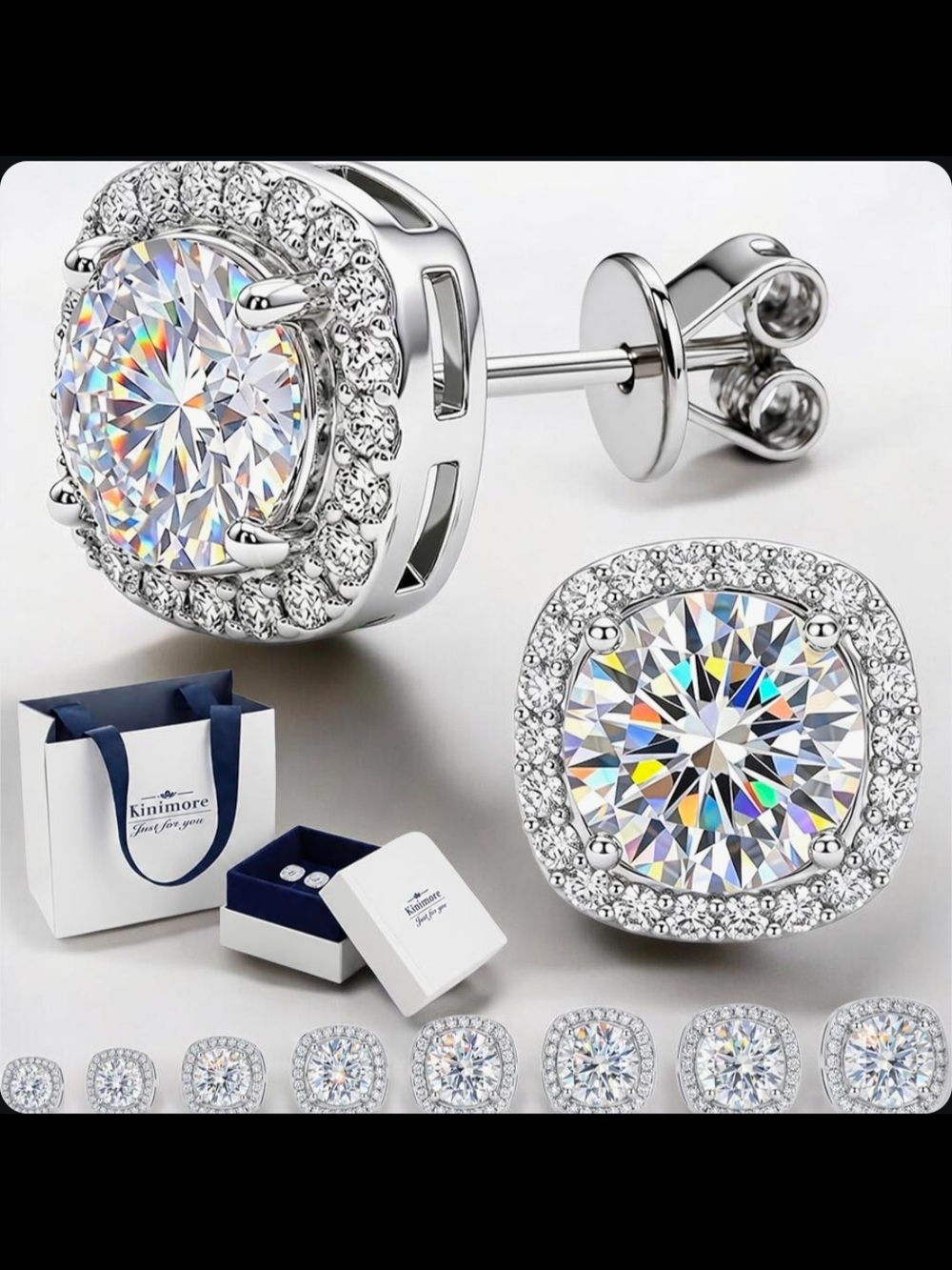 Women's/Men's 2.4 Carats Moissanite Halo Stud Earrings 7mm
